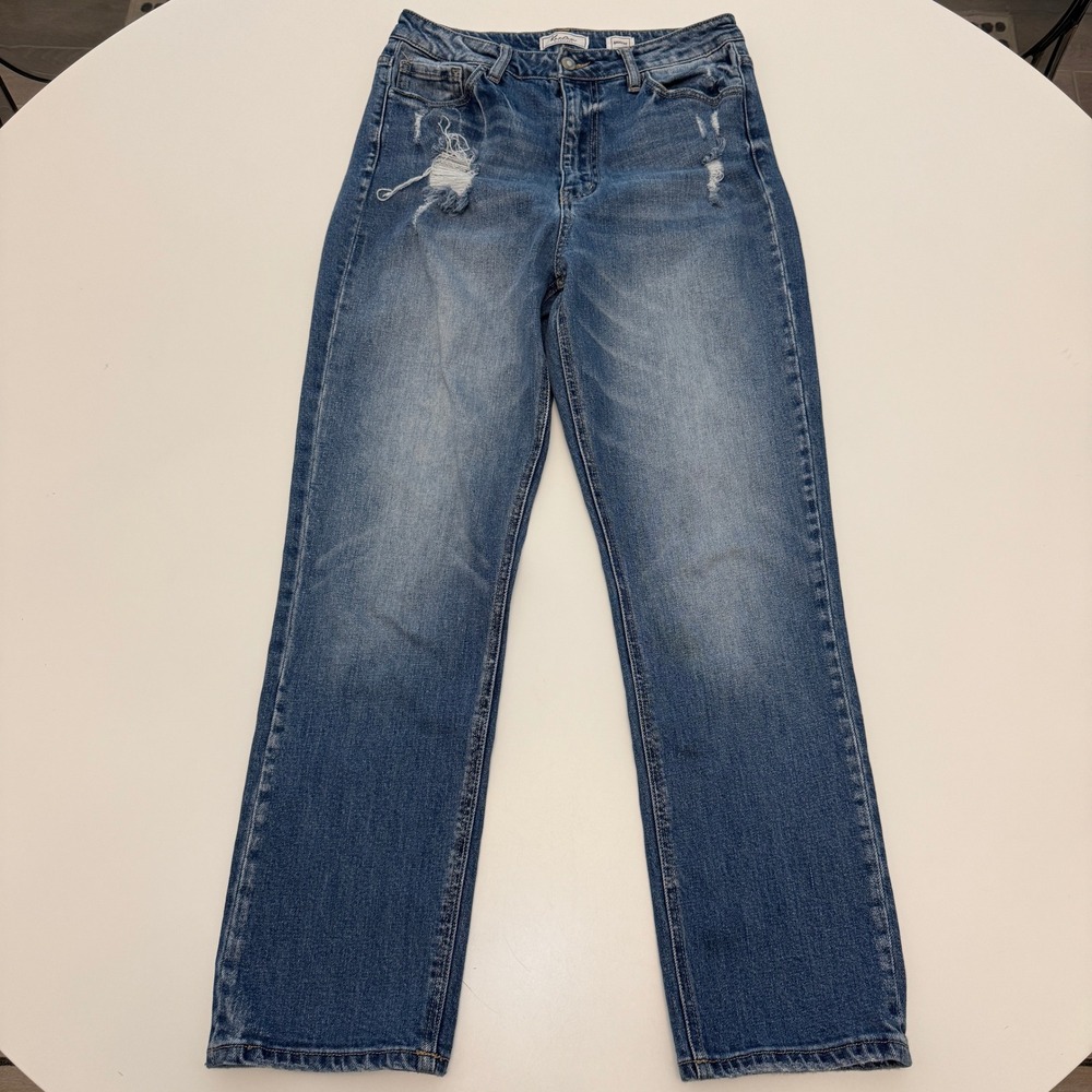 KanCan Signature‎ Baggy VBK1908A Blue Cotton Distressed Jeans Womens Size 28